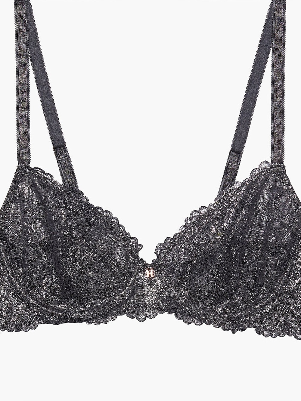 Savage X Fenty unlined lace bra grey metallic size 32D - Picture 2 of 7